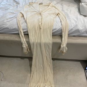 Cream colored maxi ribbed maxi dress